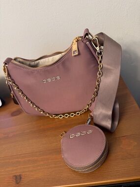 bebe Dusty Mauve Shoulder Bag with Detachable Coin Pouch